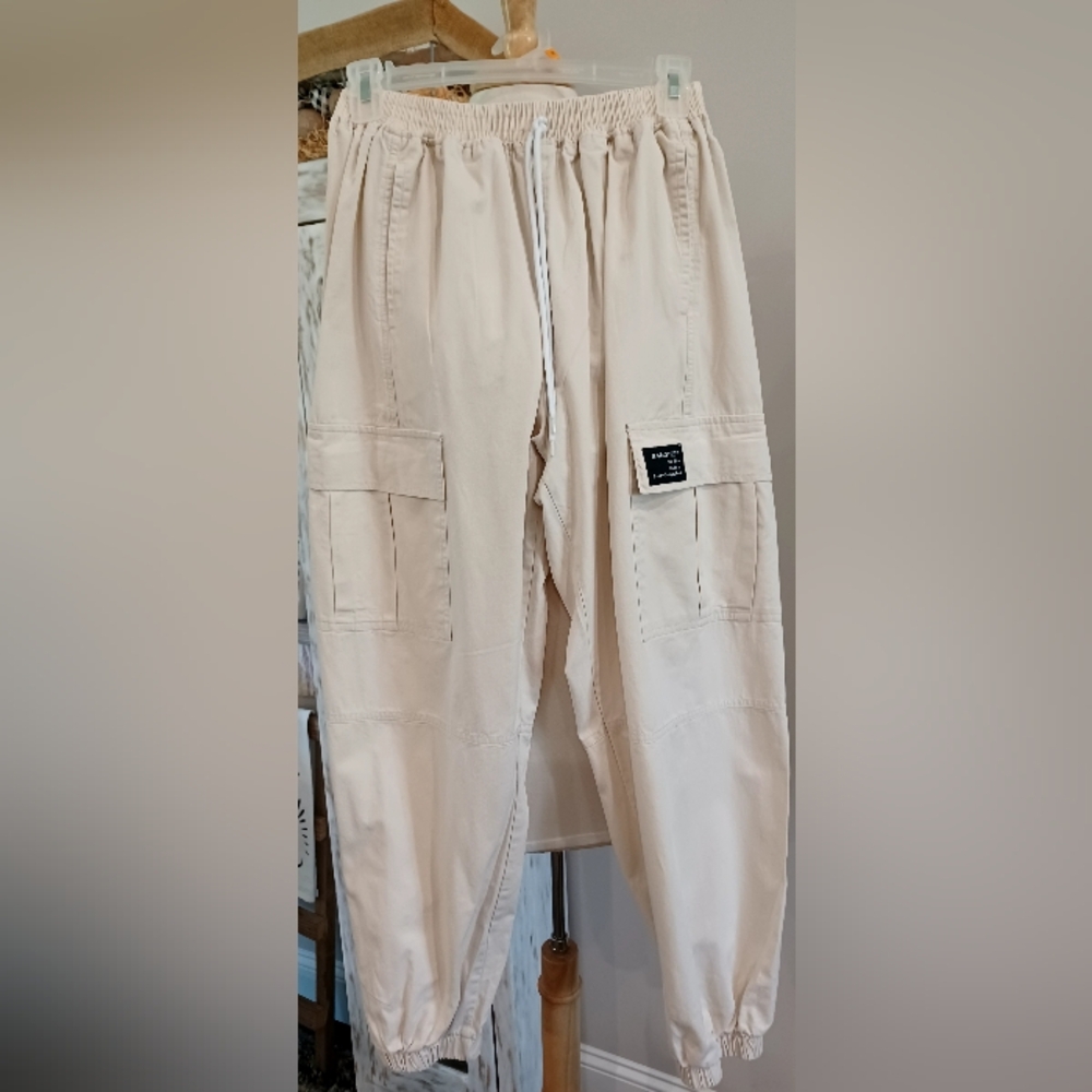Sangtree Cargo Utility jogger Pants Beige Sz M #0349